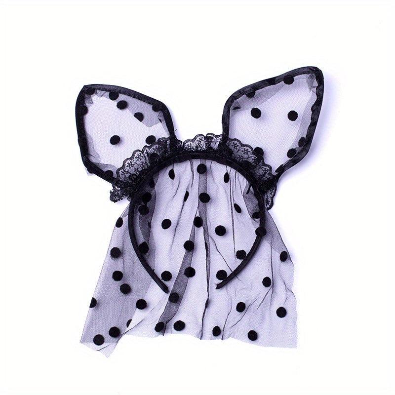 Bunny Ears Lace Headband Veil Hair Band Women Halloween Hair Accessories
