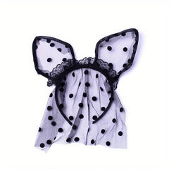Bunny Ears Lace Headband Veil Hair Band Women Halloween Hair Accessories