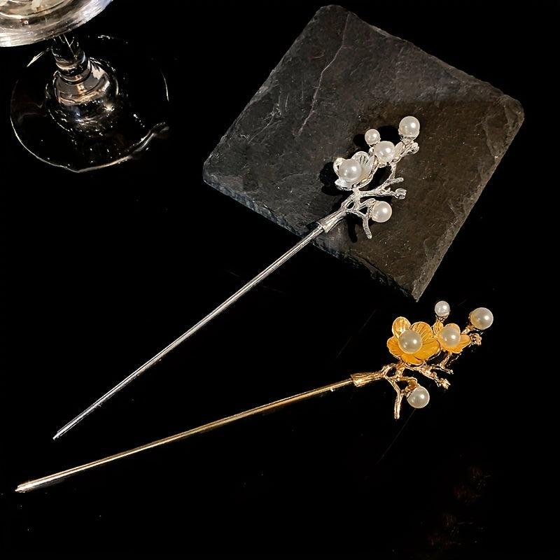 Metal Vintage Hairpin Faux Pearl Hair Stick Hairpin