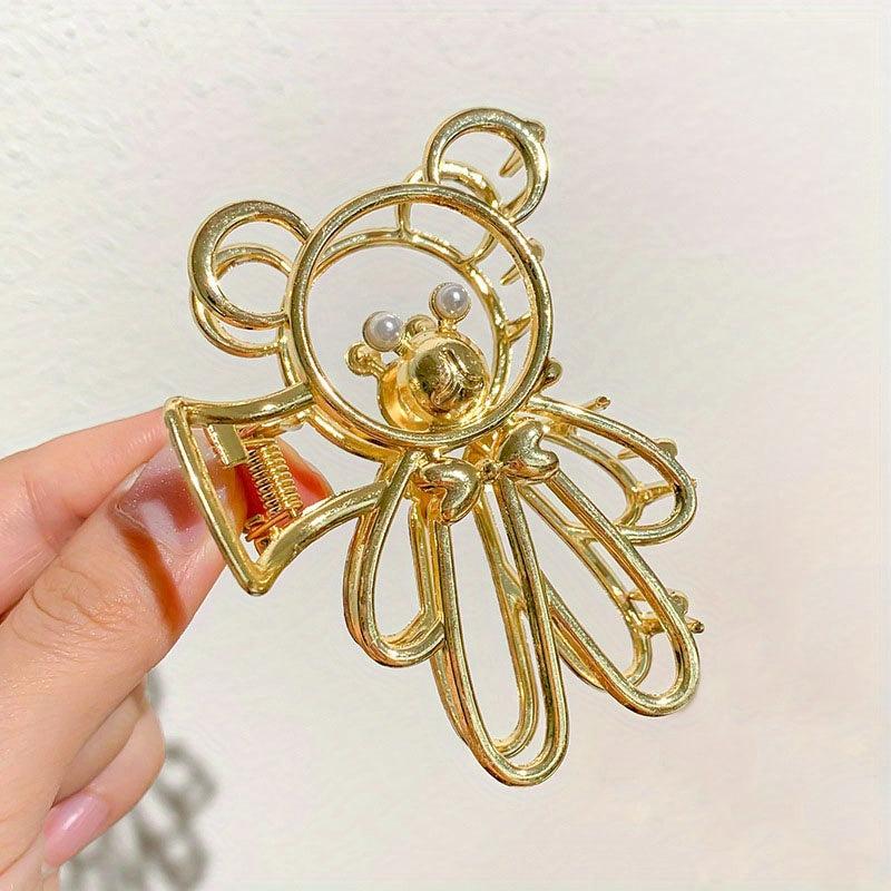 Alloy Bear Hair Claw Clip Non Slip Strong Hold Grip Hair Jaw Clip For Thick Hair