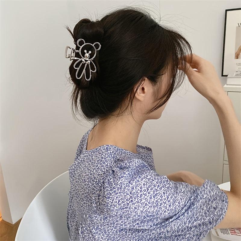 Alloy Bear Hair Claw Clip Non Slip Strong Hold Grip Hair Jaw Clip For Thick Hair