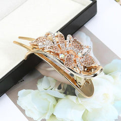 Flower Hair Clips Rhinestone Inlaid Hair Claw