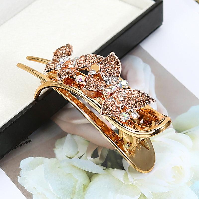 Flower Hair Clips Rhinestone Inlaid Hair Claw