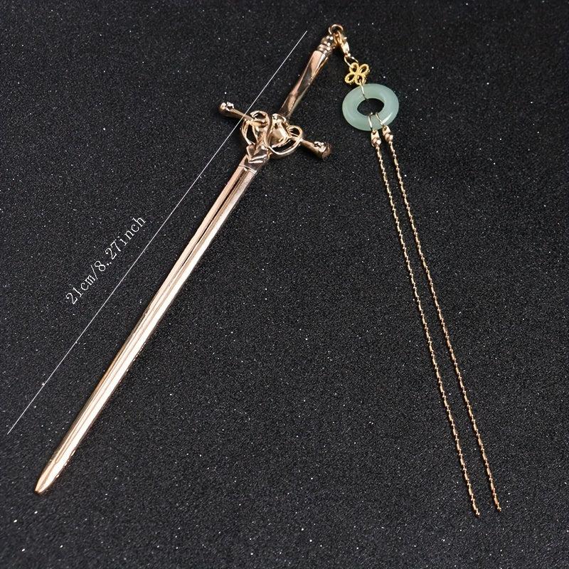 Ancient Style Sword Hairpin Bun Hairpin With Tassels Head Ornament