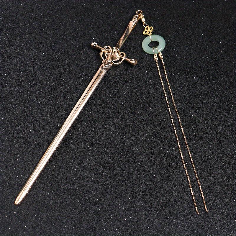 Ancient Style Sword Hairpin Bun Hairpin With Tassels Head Ornament