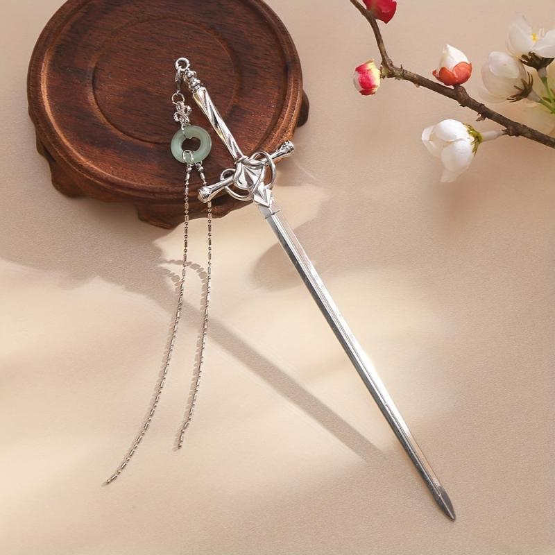 Ancient Style Sword Hairpin Bun Hairpin With Tassels Head Ornament