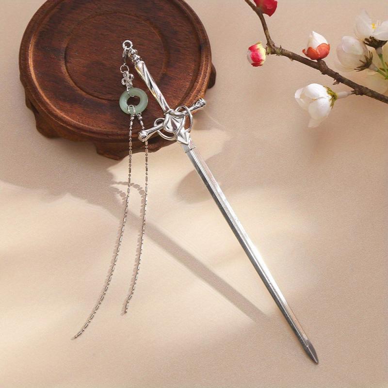 Ancient Style Sword Hairpin Bun Hairpin With Tassels Head Ornament