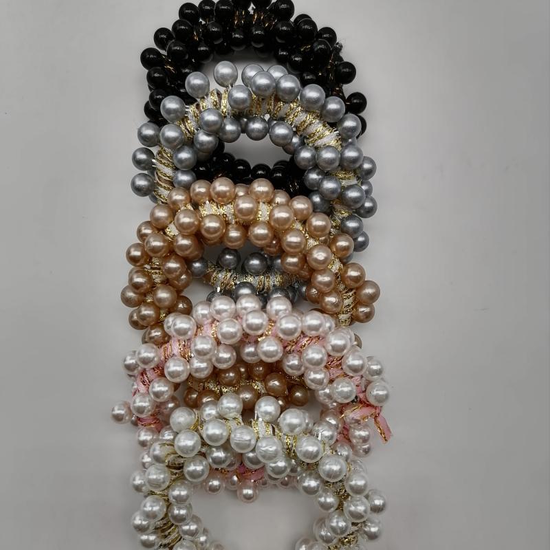 5 PCS Faux Pearl Hair Tie Ponytail Hair Rope Head Jewelry Hair Accessories
