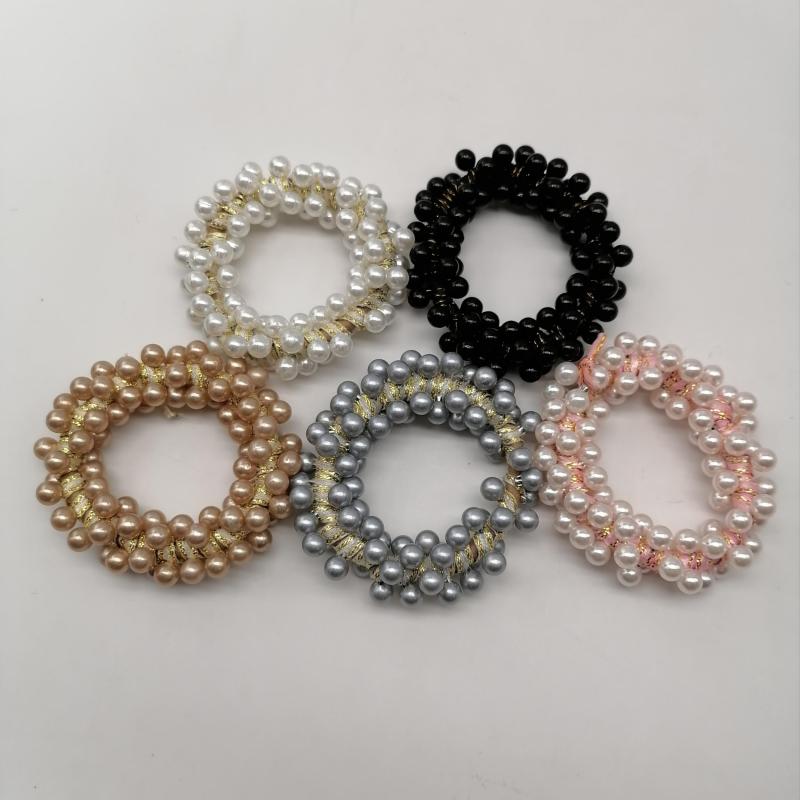 5 PCS Faux Pearl Hair Tie Ponytail Hair Rope Head Jewelry Hair Accessories