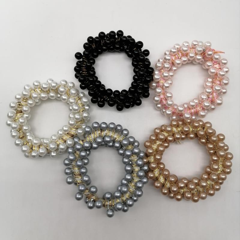 5 PCS Faux Pearl Hair Tie Ponytail Hair Rope Head Jewelry Hair Accessories