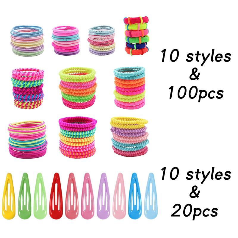 120 Pcs Girls Snap Barrettes Kids Clips Hairpin Hair Ties Ponyt