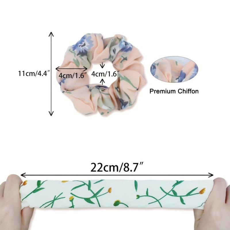 30Pcs Flower Hair Scrunchies & 50Pcs Elastic Hair Bands Soft Hair Ties Package