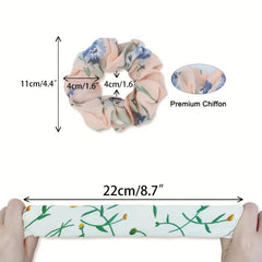 30Pcs Flower Hair Scrunchies & 50Pcs Elastic Hair Bands Soft Hair Ties Package