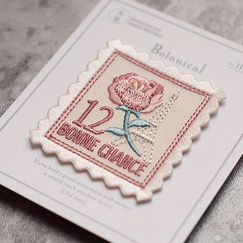 3pcs Retro Stamp Embroidery Self-adhesive Patch Clothing DIY Sticker