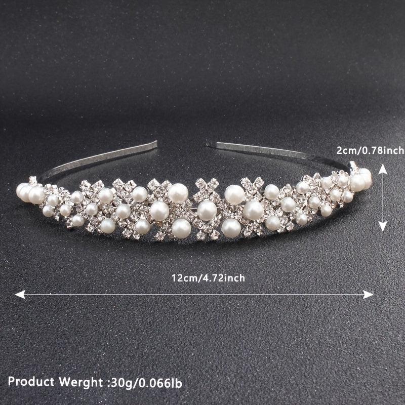High-end Pearl Rhinestone Bridal Headdress Hair Hoop