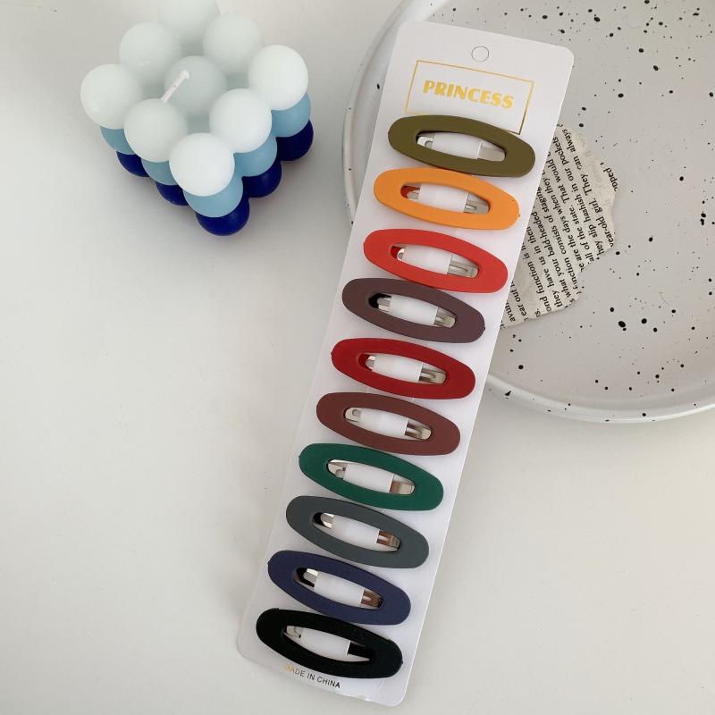 10pcs Geometric Snap Hair Clips Matte Barrettes for Girls Women