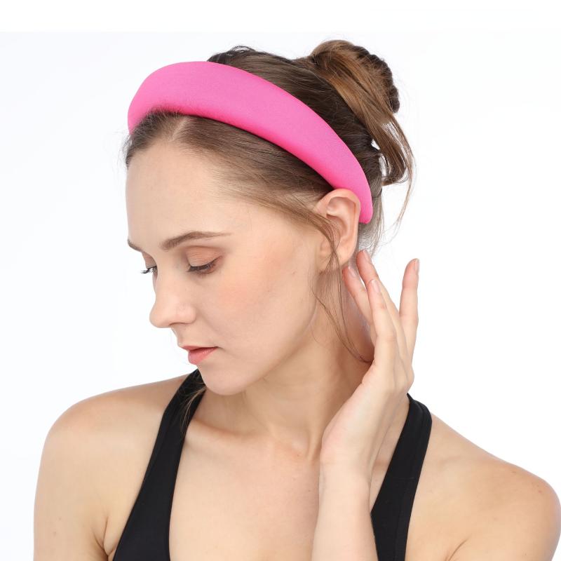 Solid Padded Headband Fabric Puffy Sponge Thick Wide Hairband Vintage Hair