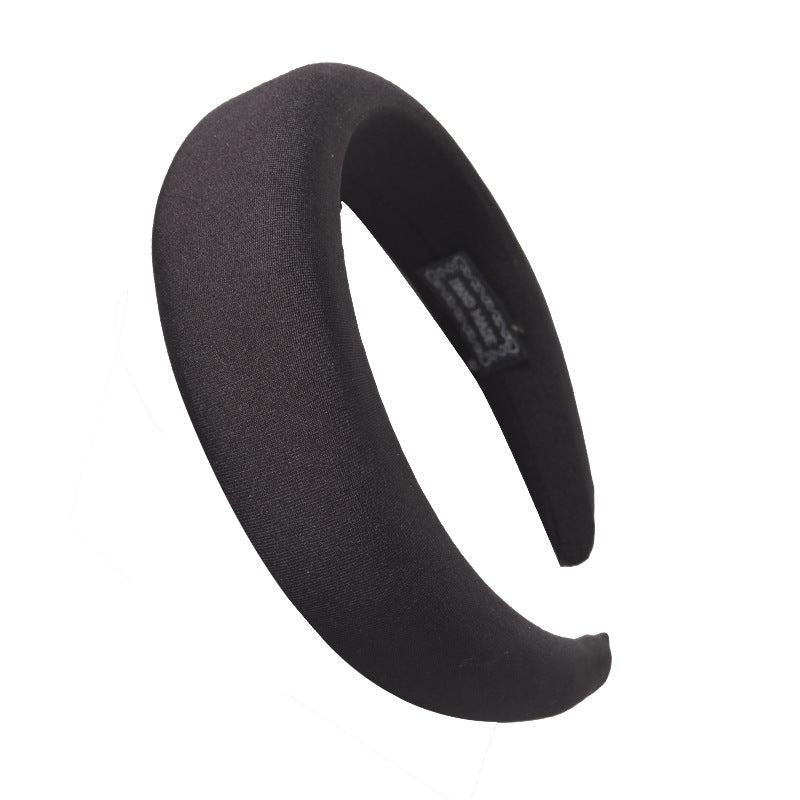 Solid Padded Headband Fabric Puffy Sponge Thick Wide Hairband Vintage Hair