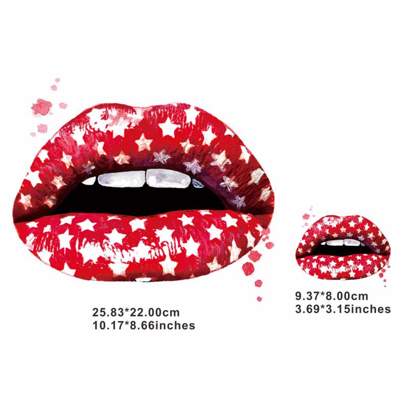 Star Pattern Lip Heat Transfer Sticker Hot Stamping Iron On DIY