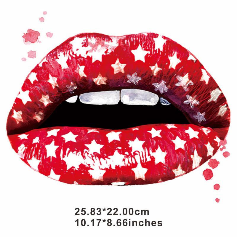 Star Pattern Lip Heat Transfer Sticker Hot Stamping Iron On DIY