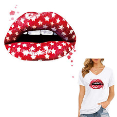 Star Pattern Lip Heat Transfer Sticker Hot Stamping Iron On DIY
