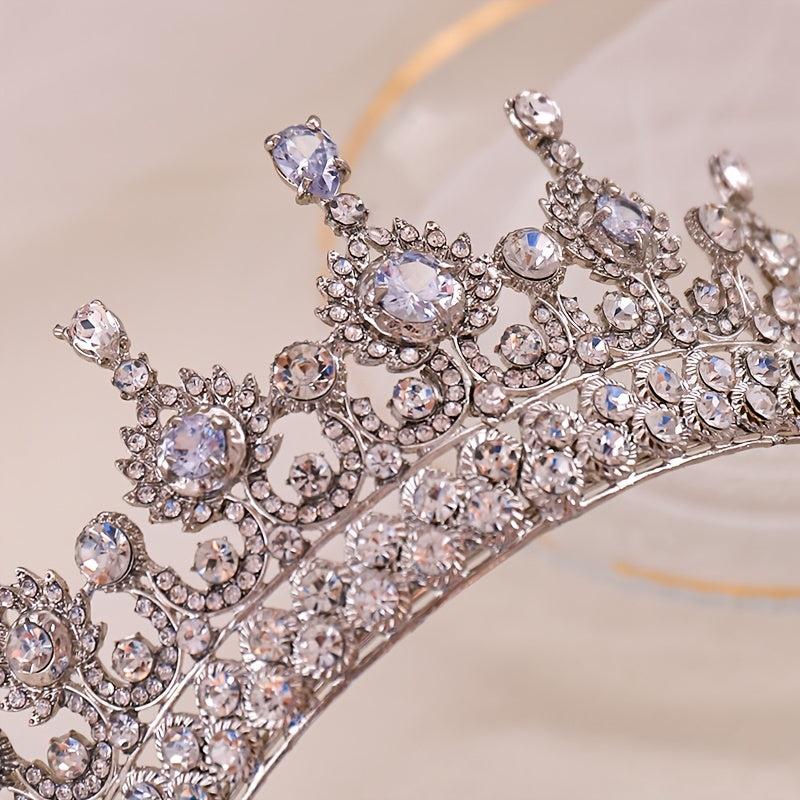 Rhinestone Crystal Wedding Crown Queen Flowers Bride Headwear