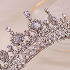 Rhinestone Crystal Wedding Crown Queen Flowers Bride Headwear
