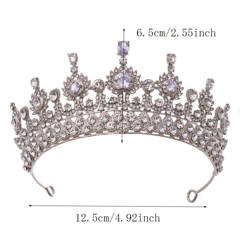 Rhinestone Crystal Wedding Crown Queen Flowers Bride Headwear