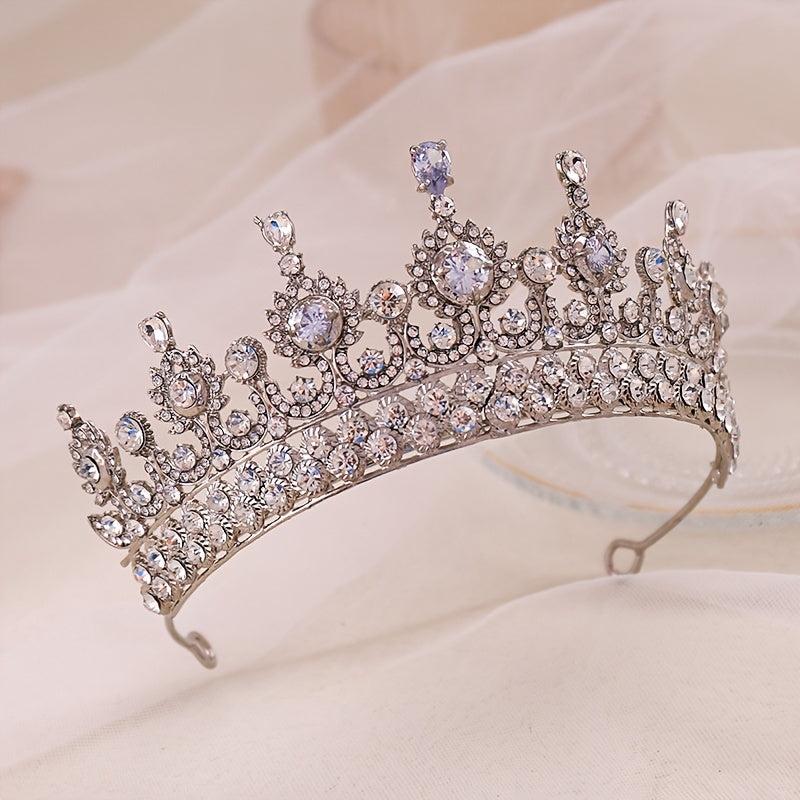 Rhinestone Crystal Wedding Crown Queen Flowers Bride Headwear