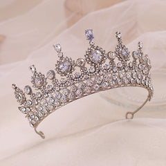 Rhinestone Crystal Wedding Crown Queen Flowers Bride Headwear
