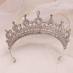 Rhinestone Crystal Wedding Crown Queen Flowers Bride Headwear