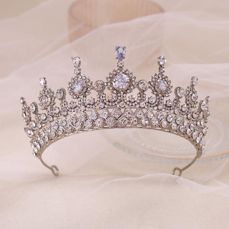 Rhinestone Crystal Wedding Crown Queen Flowers Bride Headwear