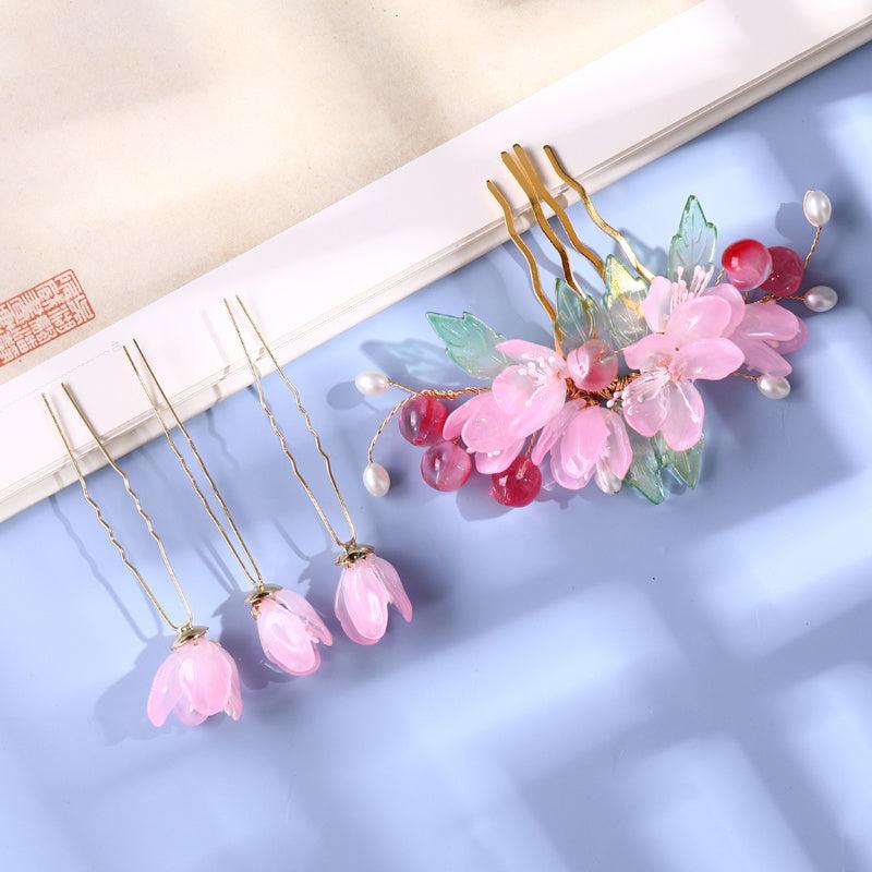 Vintage Chinese Style Hair Comb Flower Leaf Hairpin