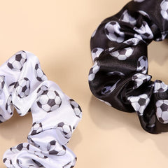 2pcs Soccer Charm Scrunchie Silk Hair Tie Ponytail Holder