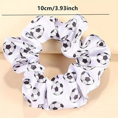 2pcs Soccer Charm Scrunchie Silk Hair Tie Ponytail Holder