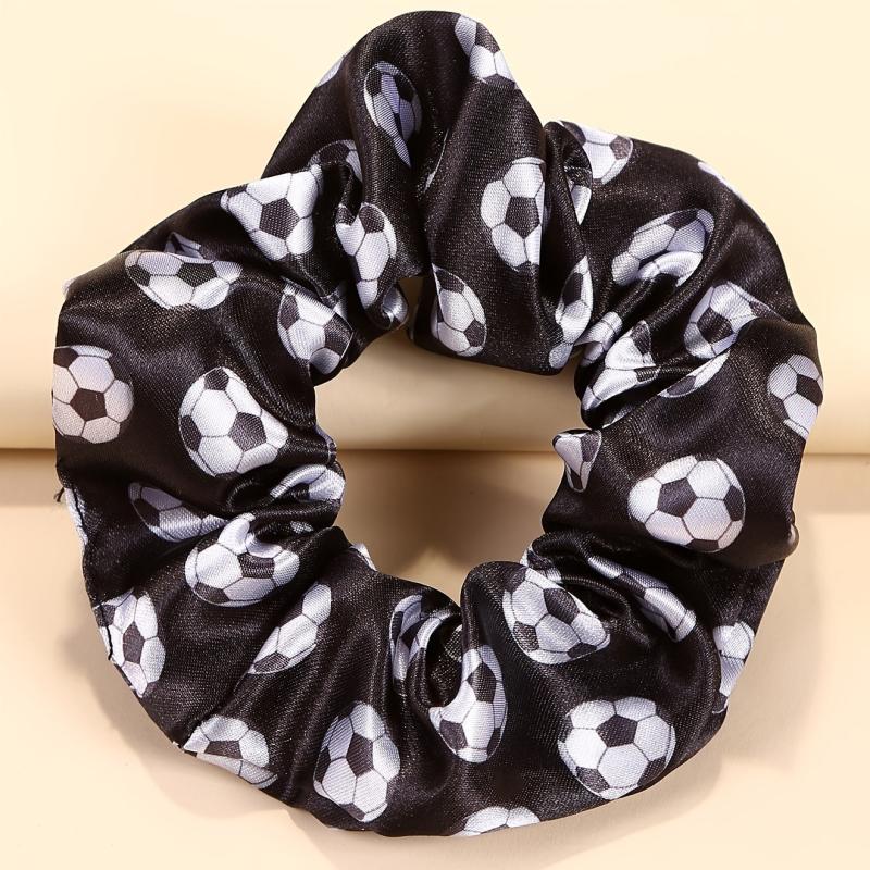 2pcs Soccer Charm Scrunchie Silk Hair Tie Ponytail Holder
