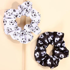2pcs Soccer Charm Scrunchie Silk Hair Tie Ponytail Holder