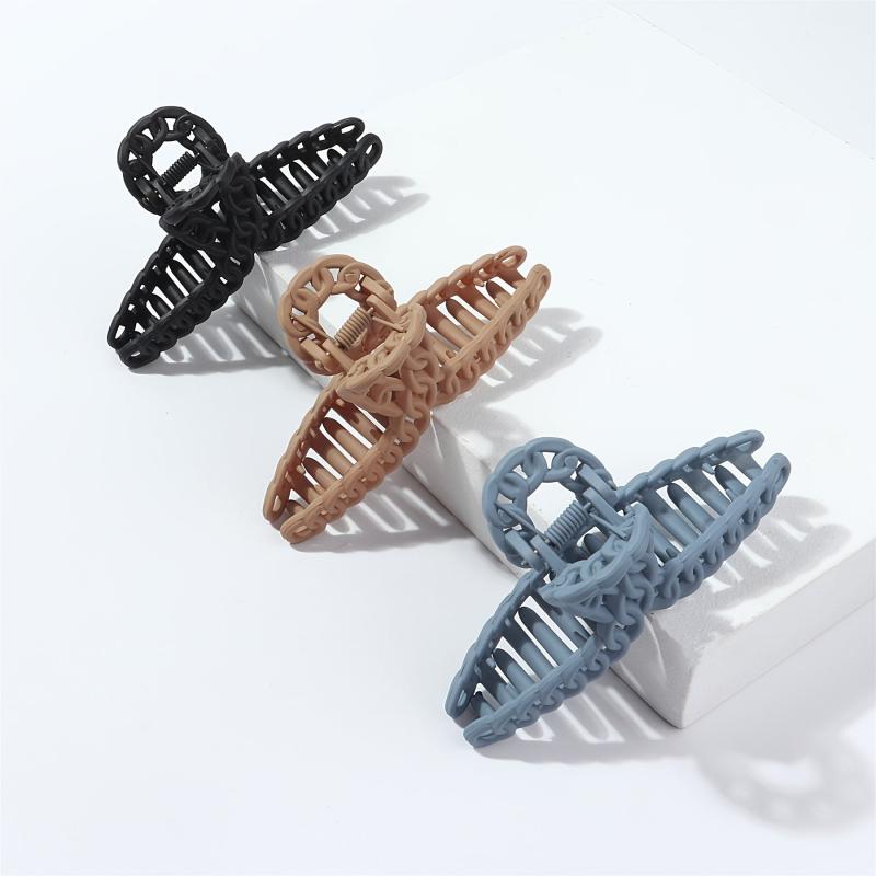French Matte Hair Claw Champagne Cross Chain Plastic Hair Claw Clips