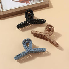 French Matte Hair Claw Champagne Cross Chain Plastic Hair Claw Clips