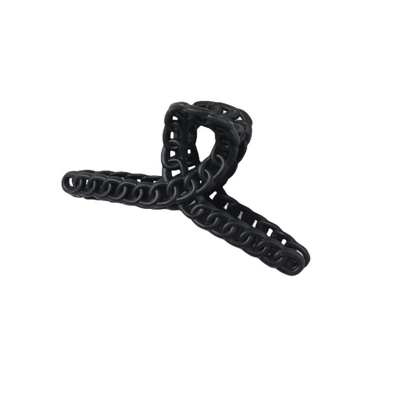French Matte Hair Claw Champagne Cross Chain Plastic Hair Claw Clips