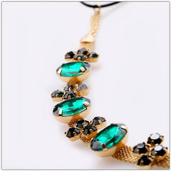 Emerald Hair Accessory Court Style Golden Chain Green Crystal Headband