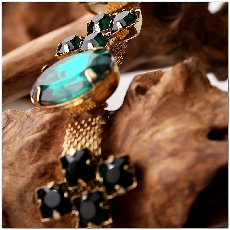Emerald Hair Accessory Court Style Golden Chain Green Crystal Headband