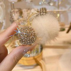 Pom Pom Rhinestone Cherry Hair Claw Clip Small Non Slip Strong Hold Grip