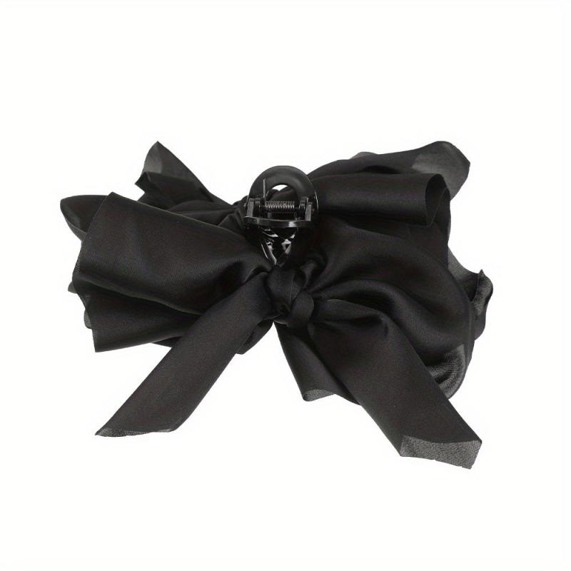 Polka Dot Bow Hair Claw Large Mesh Banana Clip Clear Frame Headwear