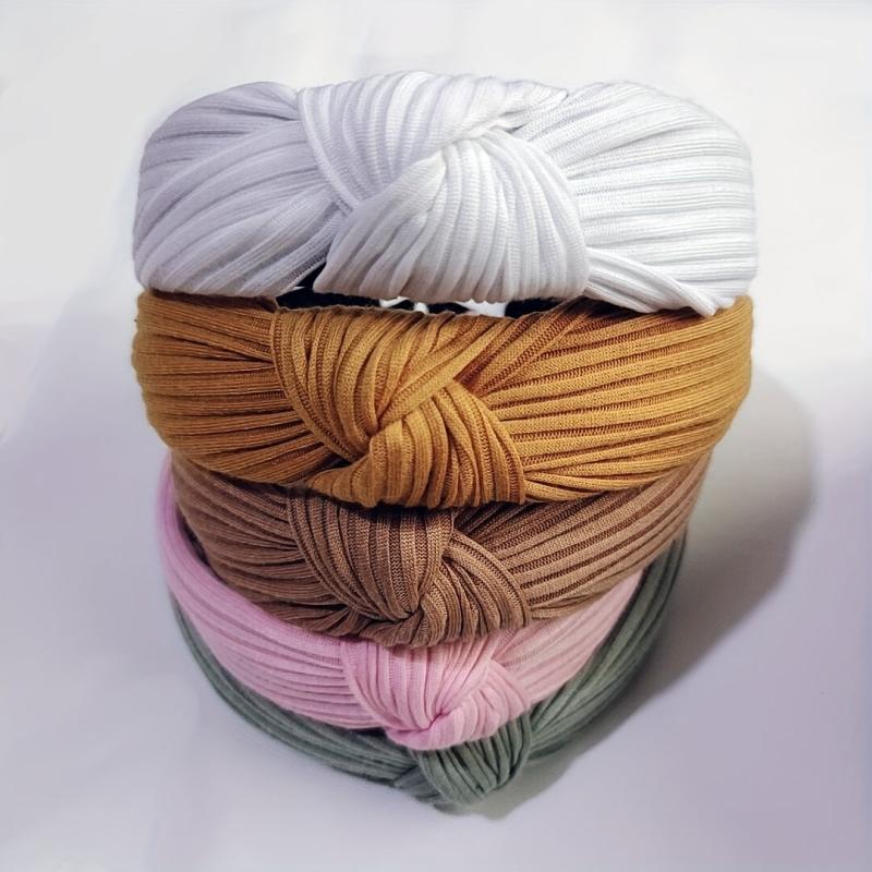 Knitted Fabric Cross Knot Headband Wide Hair Band Retro Style