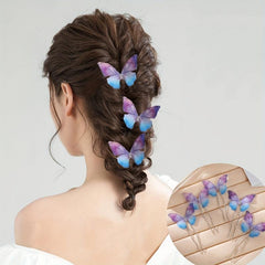 Colorful Butterfly Hairpin Ponytail Holder Bun Headwear for Women