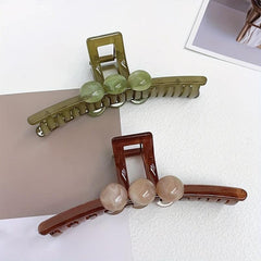 4pcs Resin Hair Claw Gradient Beads Decor Ponytail Holder Hair Clip