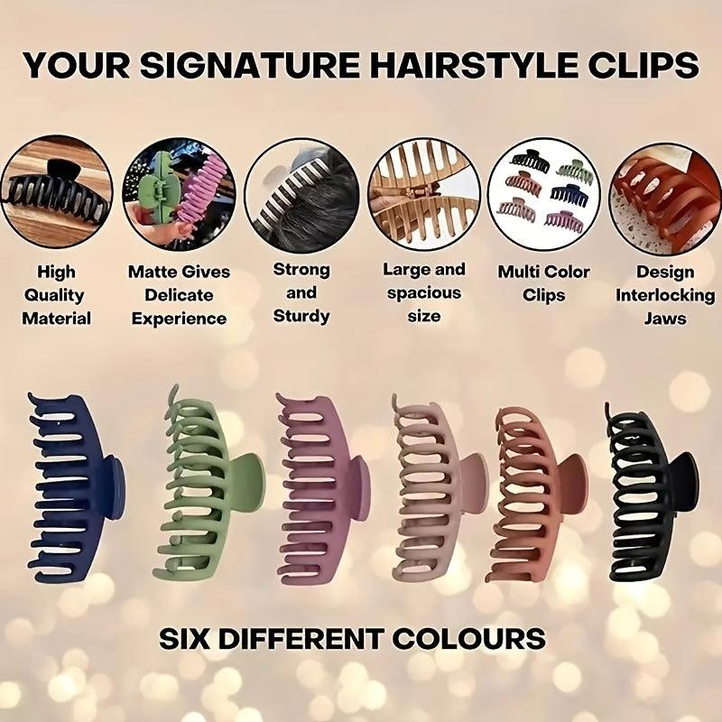 6pcs Large Hair Claw For Thick Curly Hair