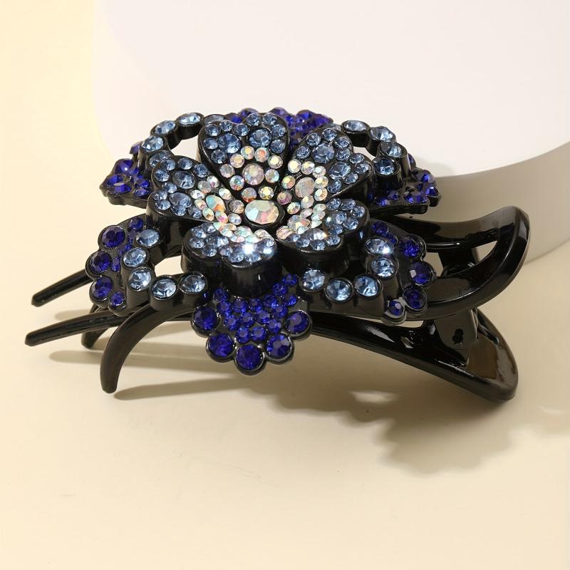 Rhinestone Flower Hair Claw Clip Sparkly Large Duck Billed Clip