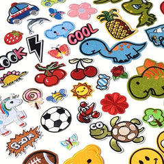 60pcs Cartoon Iron On Patches Embroidery Clothing DIY Accessories